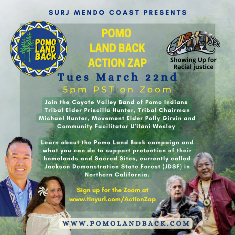 Pomo Landback Action Zap Tuesday March 22nd at 5pm